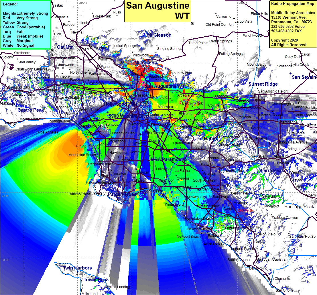 heat map radio coverage San Augustine WT